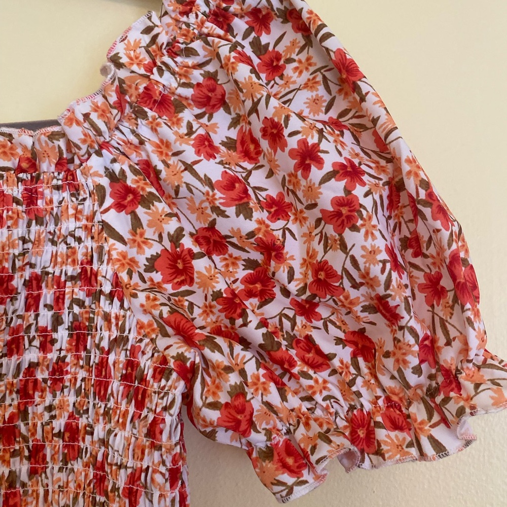 Orange Floral Maternity Summer Dress - Picture 3 of 5